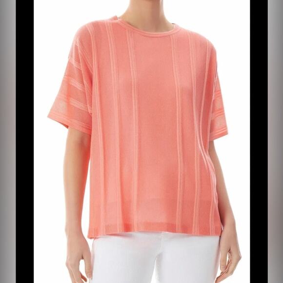 Ming Wang Dolman Sleeve Knit Tunic Top Sz XL Orange Burst Tonal Stripes - Picture 3 of 9